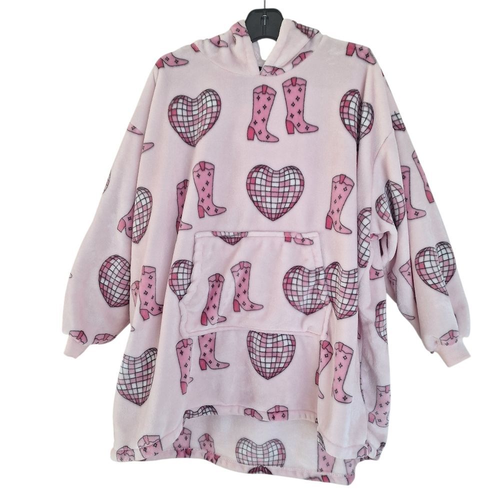 Throwzy Pink Disco Cowgirl Plush Hooded Wearable Blanket Mario Lorenz Adult OS